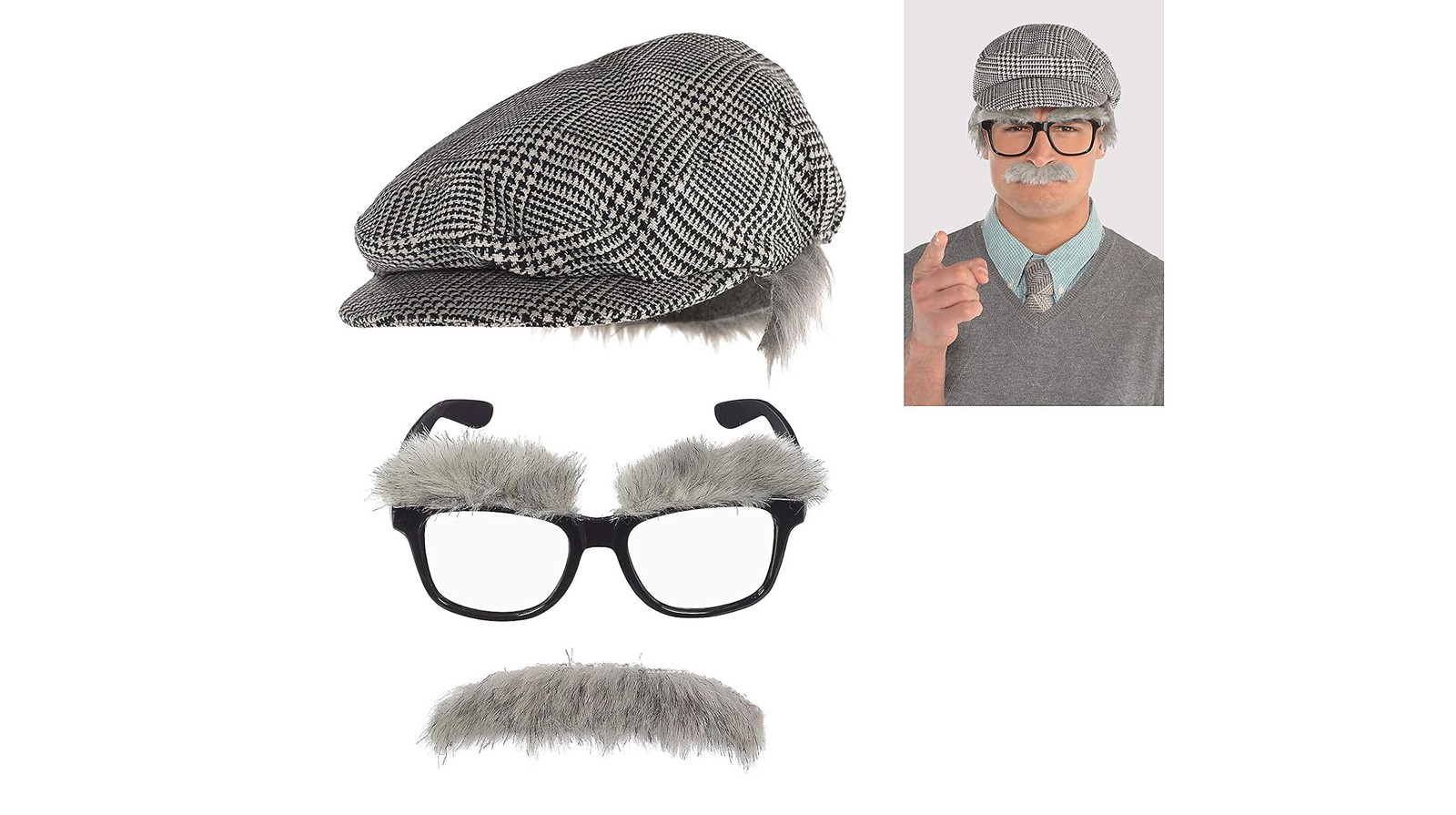 Grandpa Kit Old People Man Fancy Dress Up Halloween Child Costume Accessory