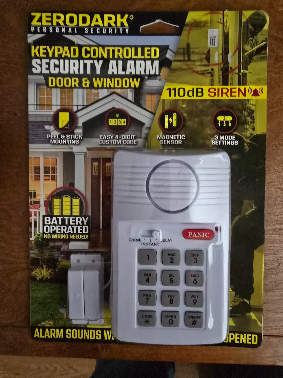 ZeroDark Door & Window Keypad Controlled Security Alarm - Battery Operated