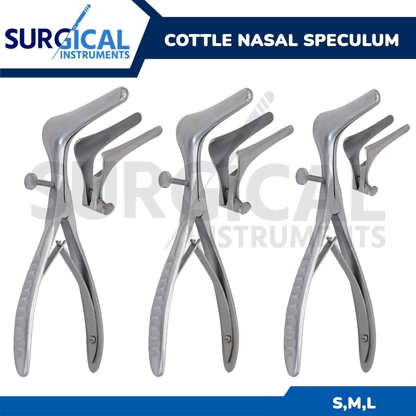 3 Pcs Set of Cottle Septum Nasal Speculum 6.00" with Blade 35MM, 50MM, & 75MM