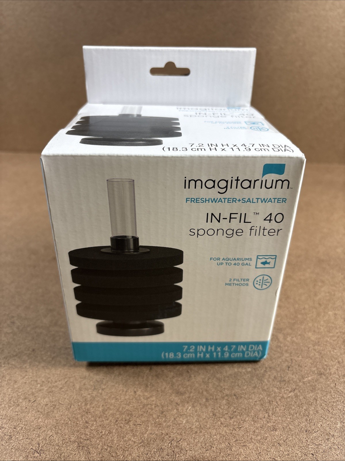 Imagitarium In-fil 40 Sponge Filter Fresh & Saltwater For Up To 40 Gal Aquarium
