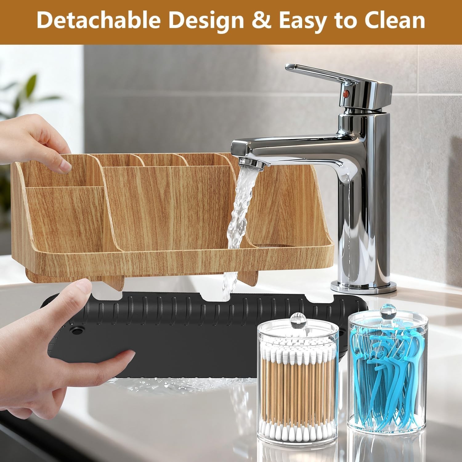 Toothbrush Holder Set with Qtip Dispenser - 7 Slots