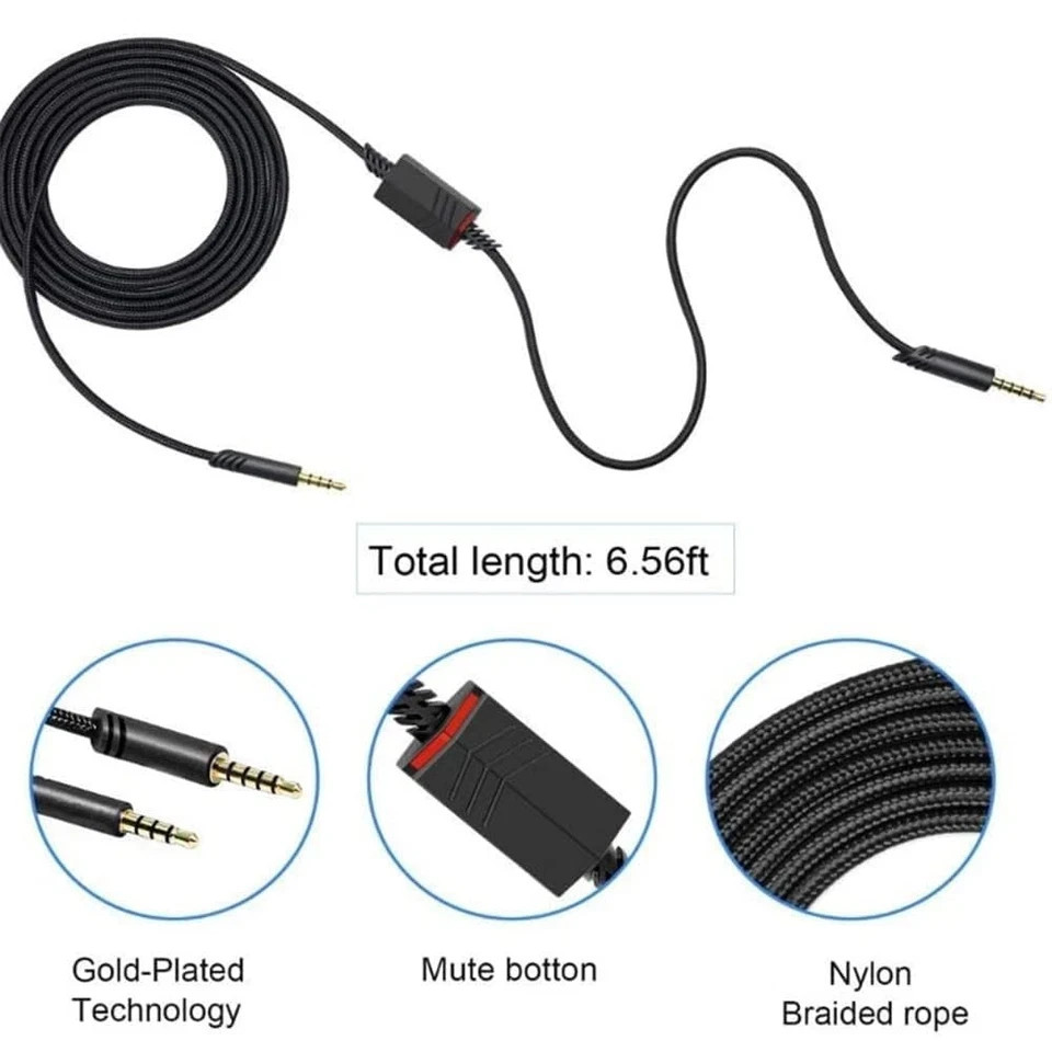 Replacement A40 Cord Compatible with Astro Headset, Inline Mute Audio Ca