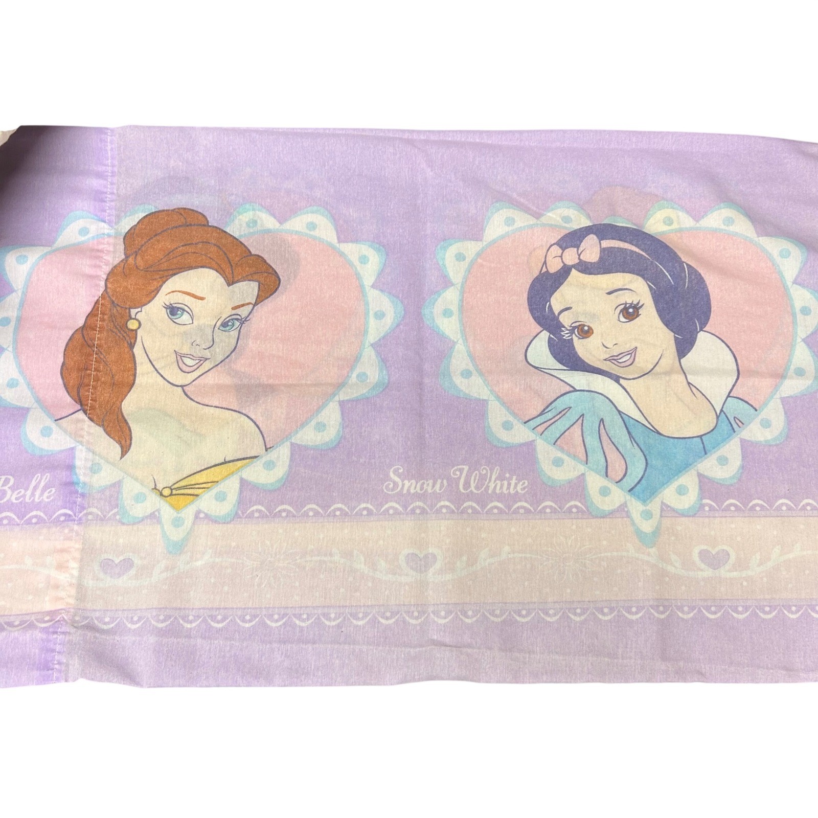 Disney Princess Pillowcase VTG Belle Cinderella Jasmine USA Made Y2K 90s Kidcore