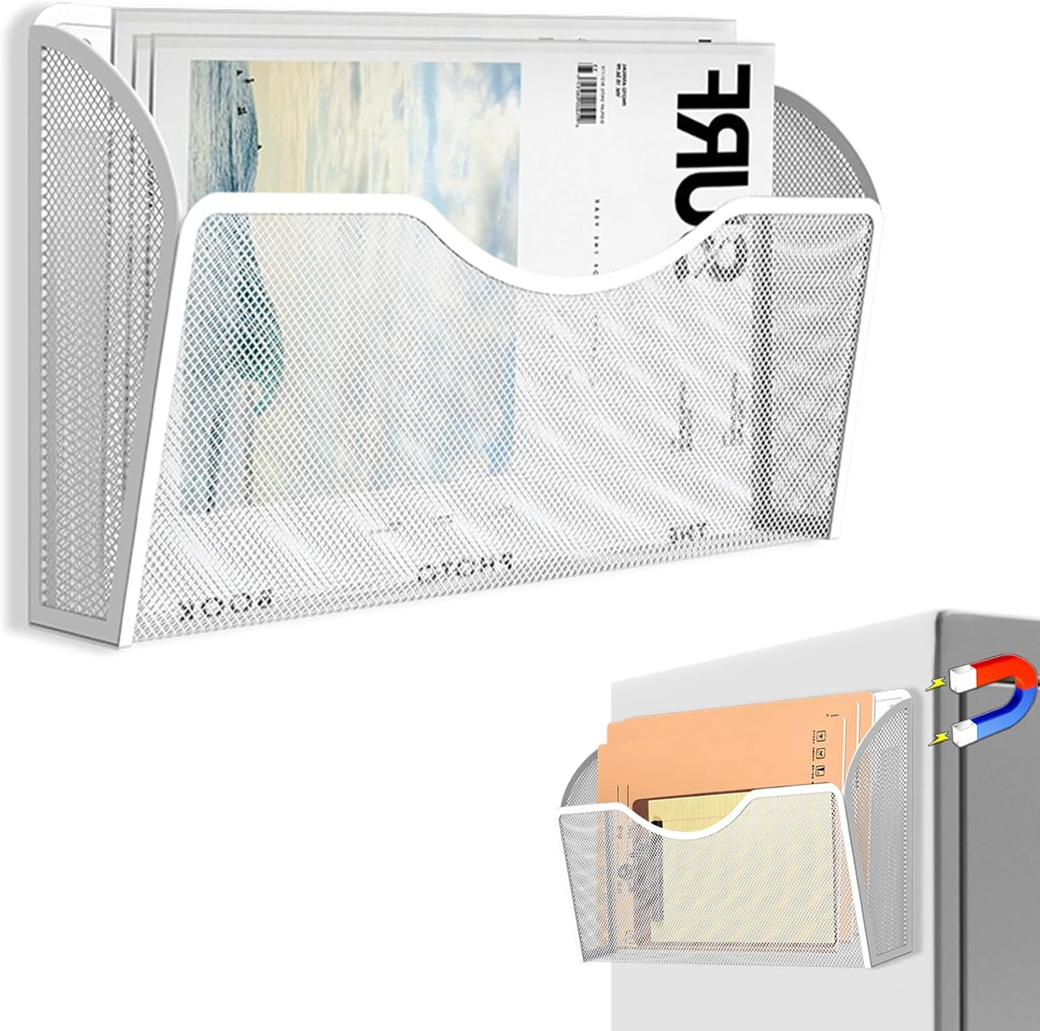 Magnetic File Holder 1 Pockets File Folder Organizer, Office Hanging Magazine Ra