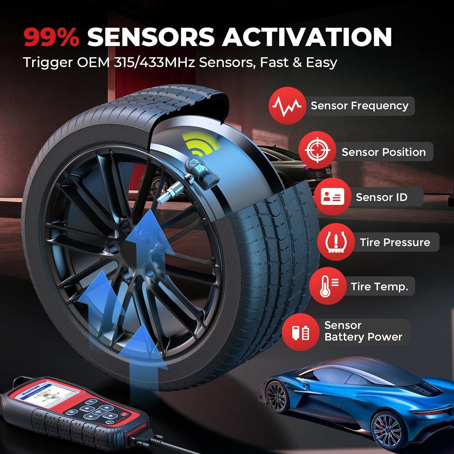 Autel MaxiTPMS TS508WF TPMS Programming Tool TPMS Reset Relearn Sensor Read DTCs