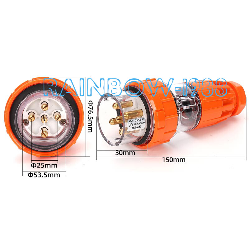 FOR Waterproof plug 3-phase 5-pin circular industrial plug 56P540 40A-500V