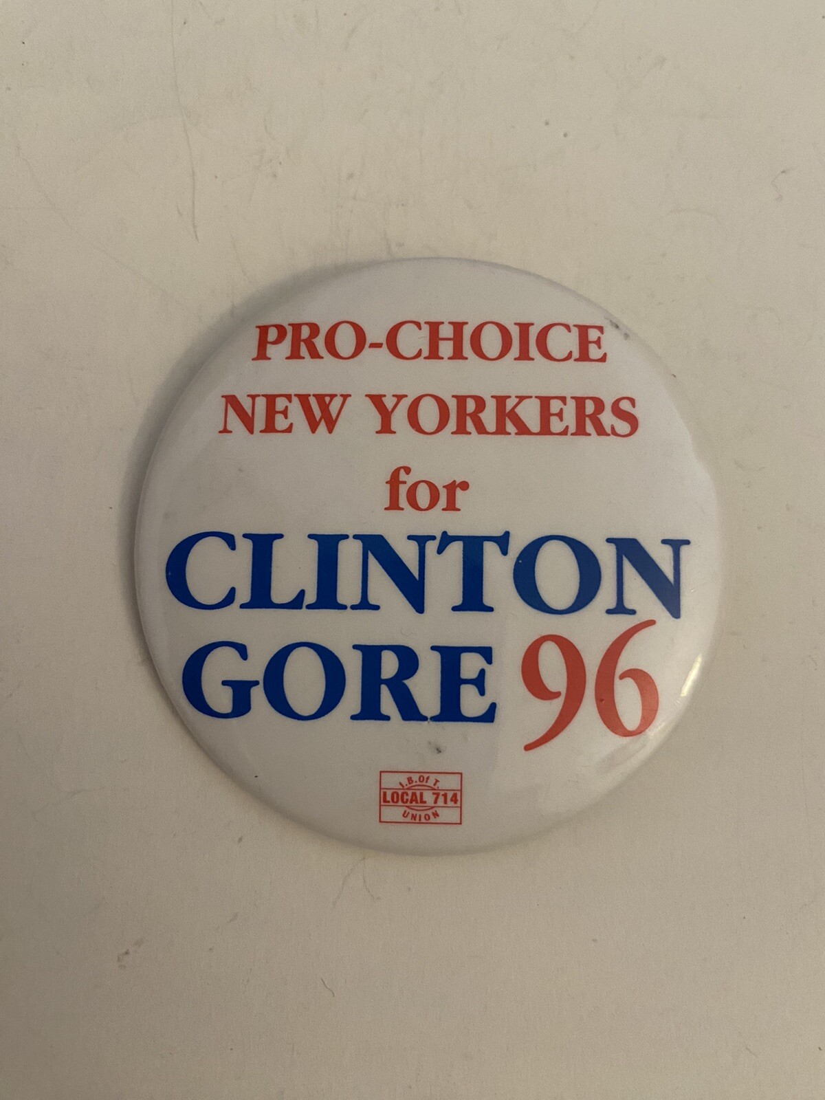 Pro-Choice New Yorkers For Clinton Gore 96 Pin Back Button P6