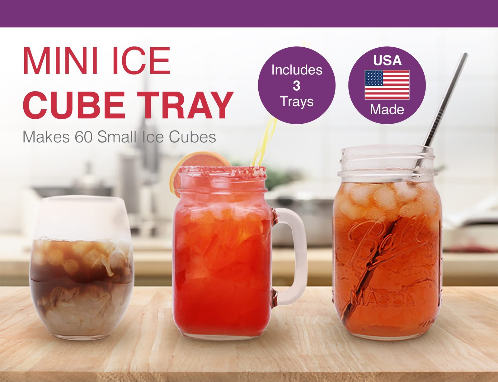 Arrow Mini Ice Cube Trays, 3pk - 60 Mini Spaces Per Tray - Easy to Use, Stack...