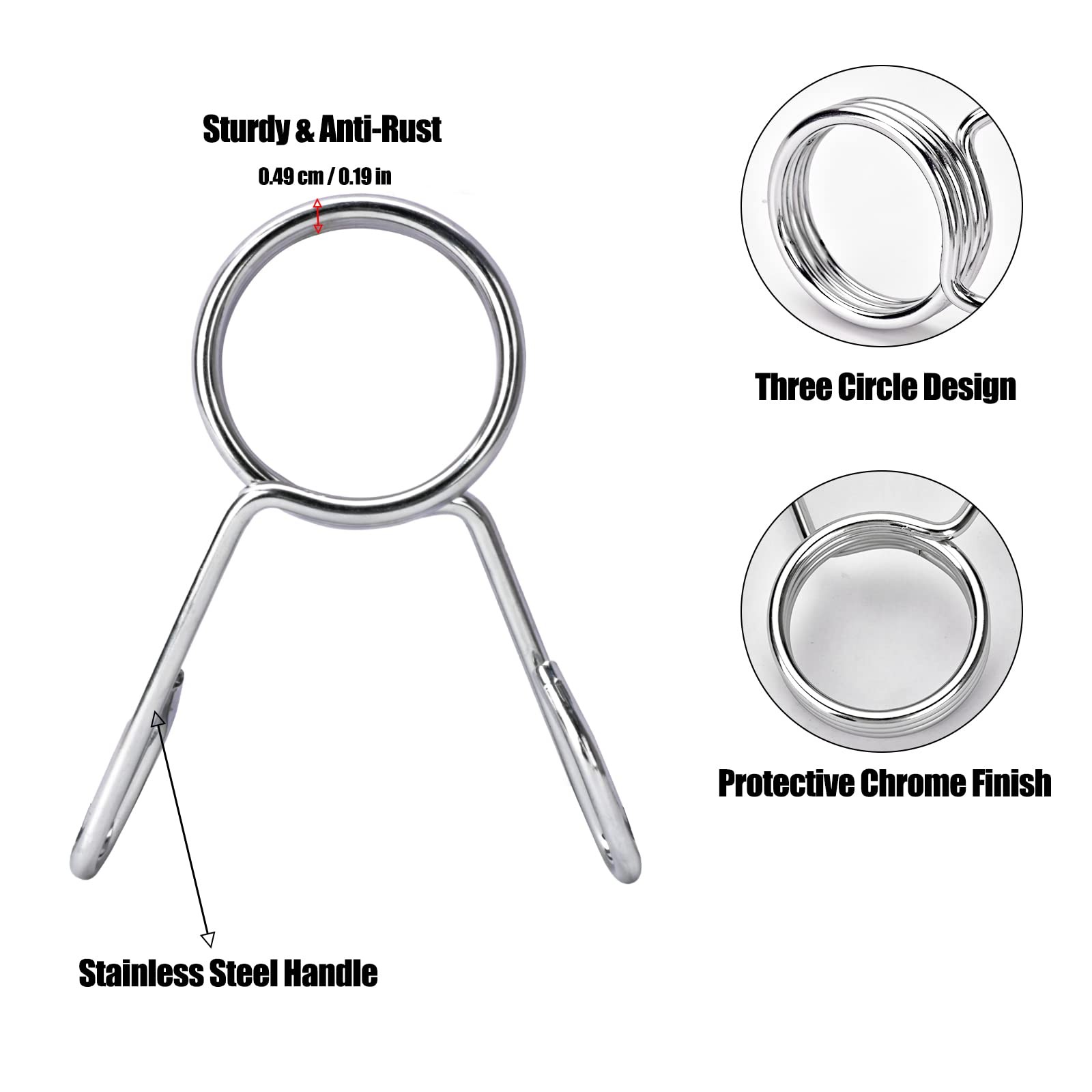 AccEncyc Spring Clip Collars 2 Inch Olympic Barbell Clamps 1 Pair, Sliver