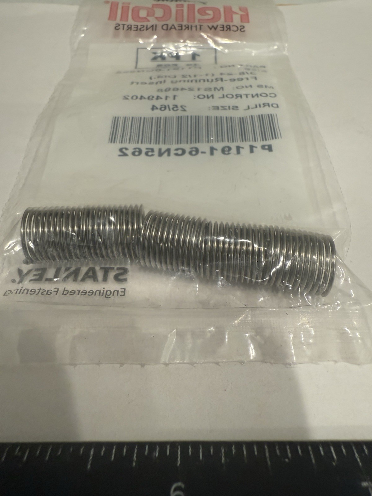New Qty (5) 3/8-24 X 1 1/2D (.562") Helicoils, Free Running, With Tang