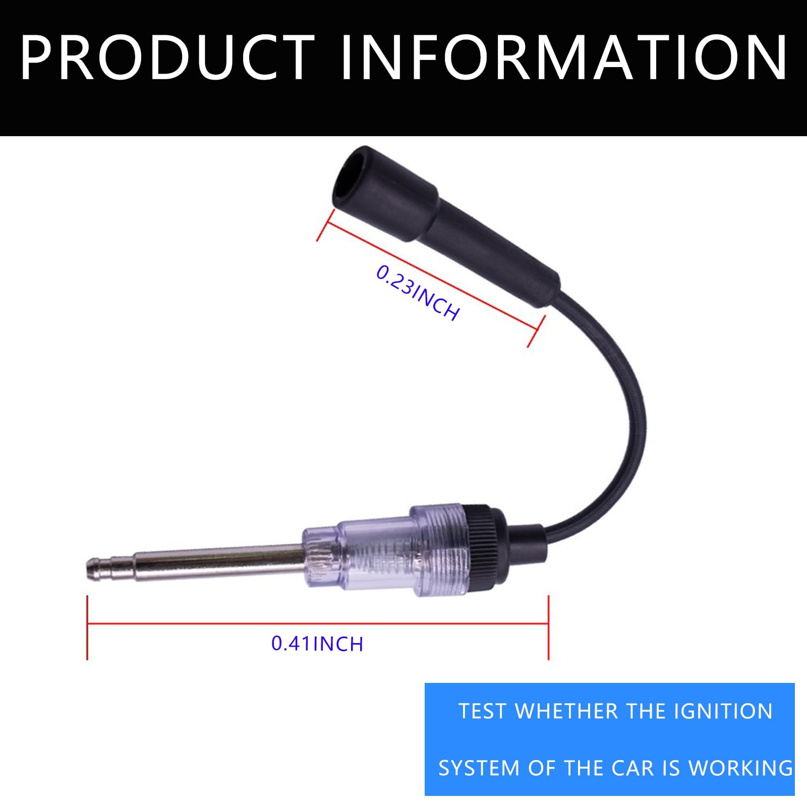 Inline Spark Plug Tester, Straight Boot Engine Ignition black