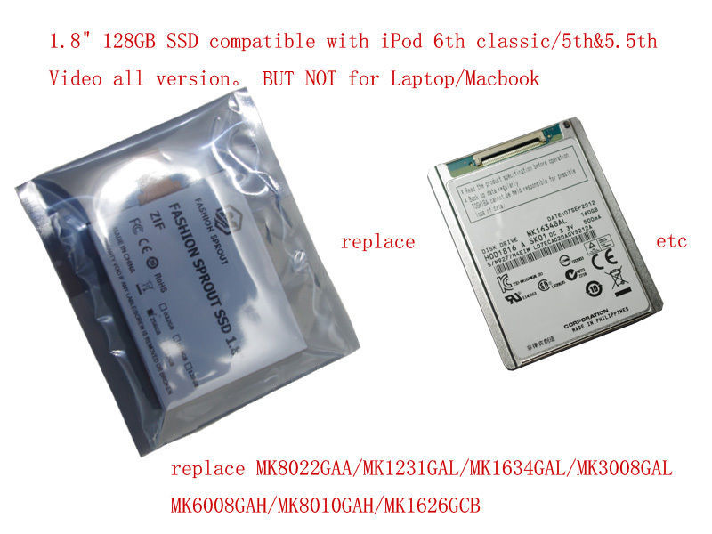 1.8 128gb SSd For Ipod classic Rplace MK8022GAA MK1231GAL HS12YHA Disk Drive HDD