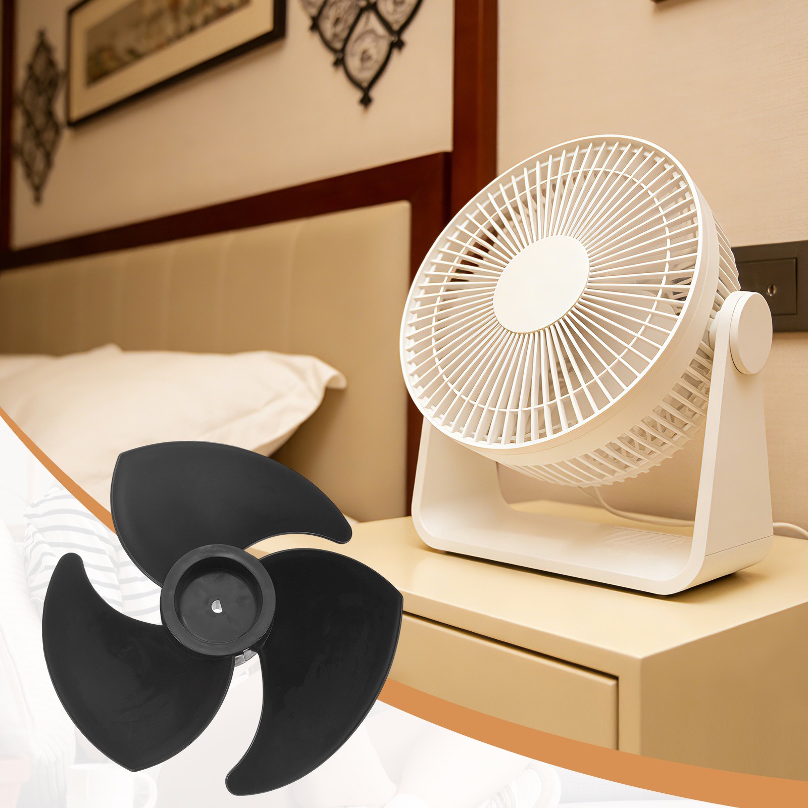 7 Inch Plastic Fan Blade Circulation Fan Blade Replacement, Black