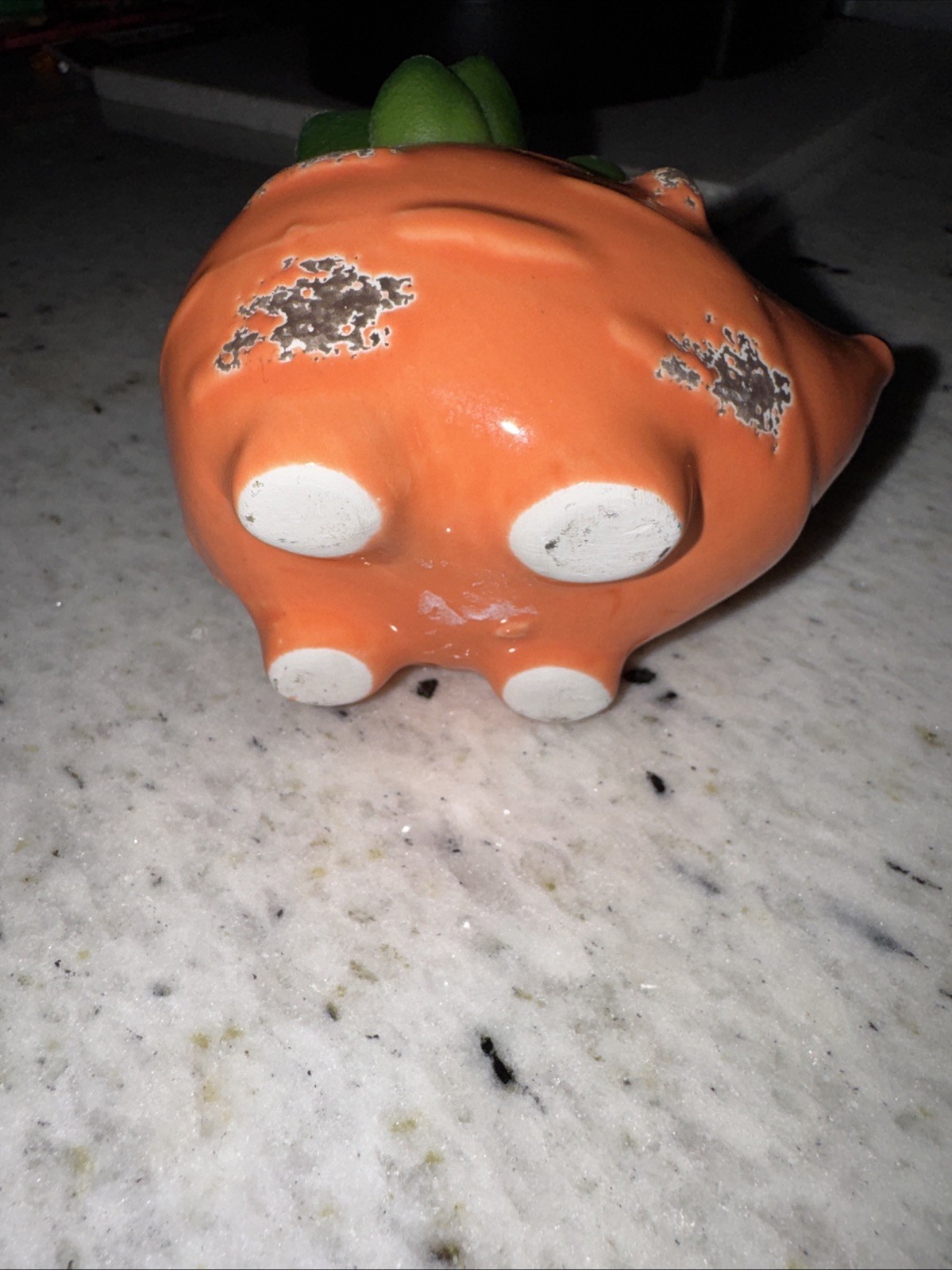 Small Hedgehog Artificial Succulent Cactus Orange Planter - Adorable!
