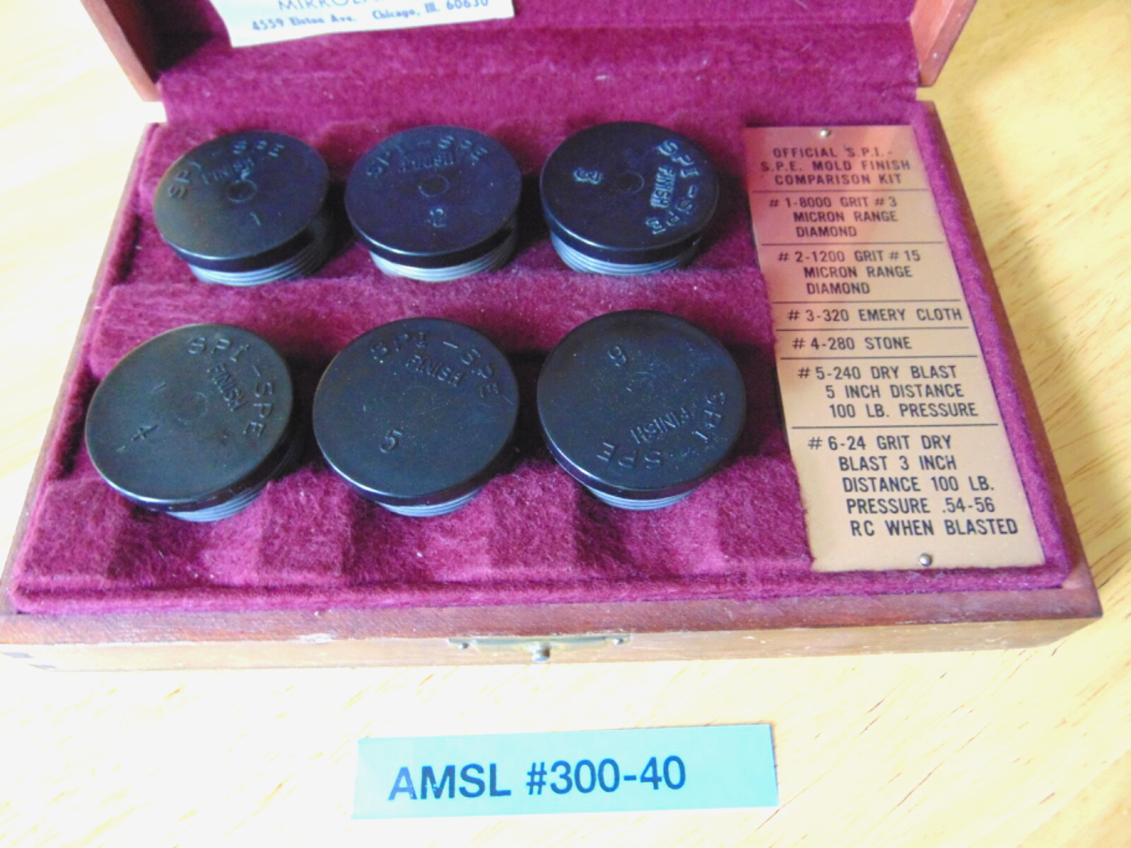 S.P.I. SPE Mold finish ground surface comparison samples profilimeter testing