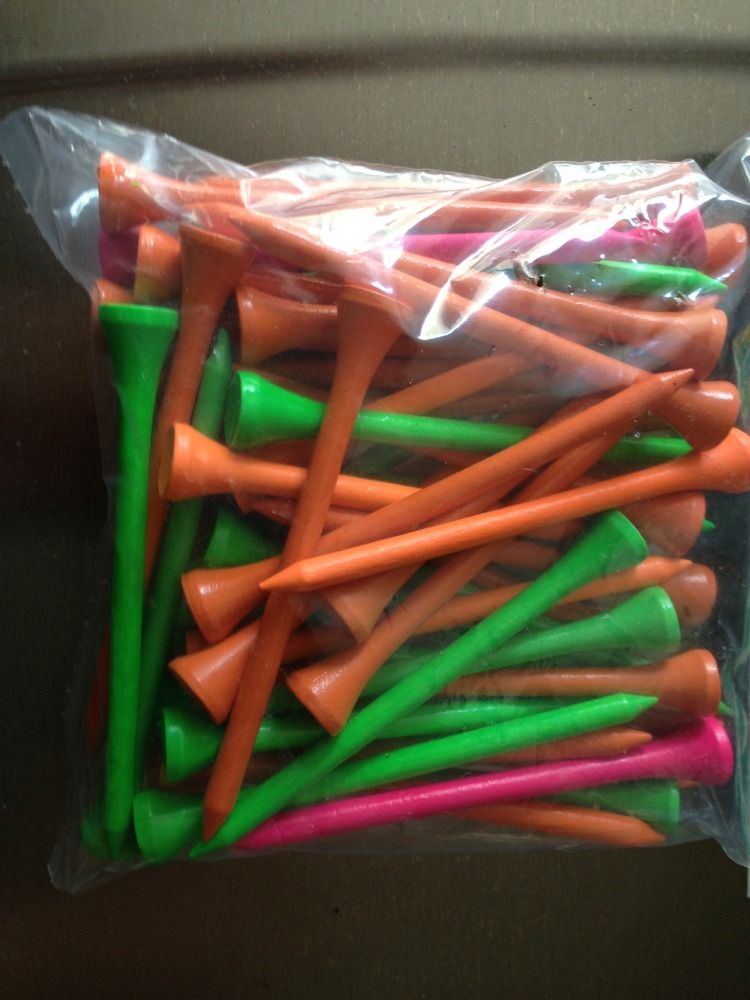 100Ct Professional Tee  2 3/4”Wood Tees NEON Mix Orange Pink Green(Citrus Mix )