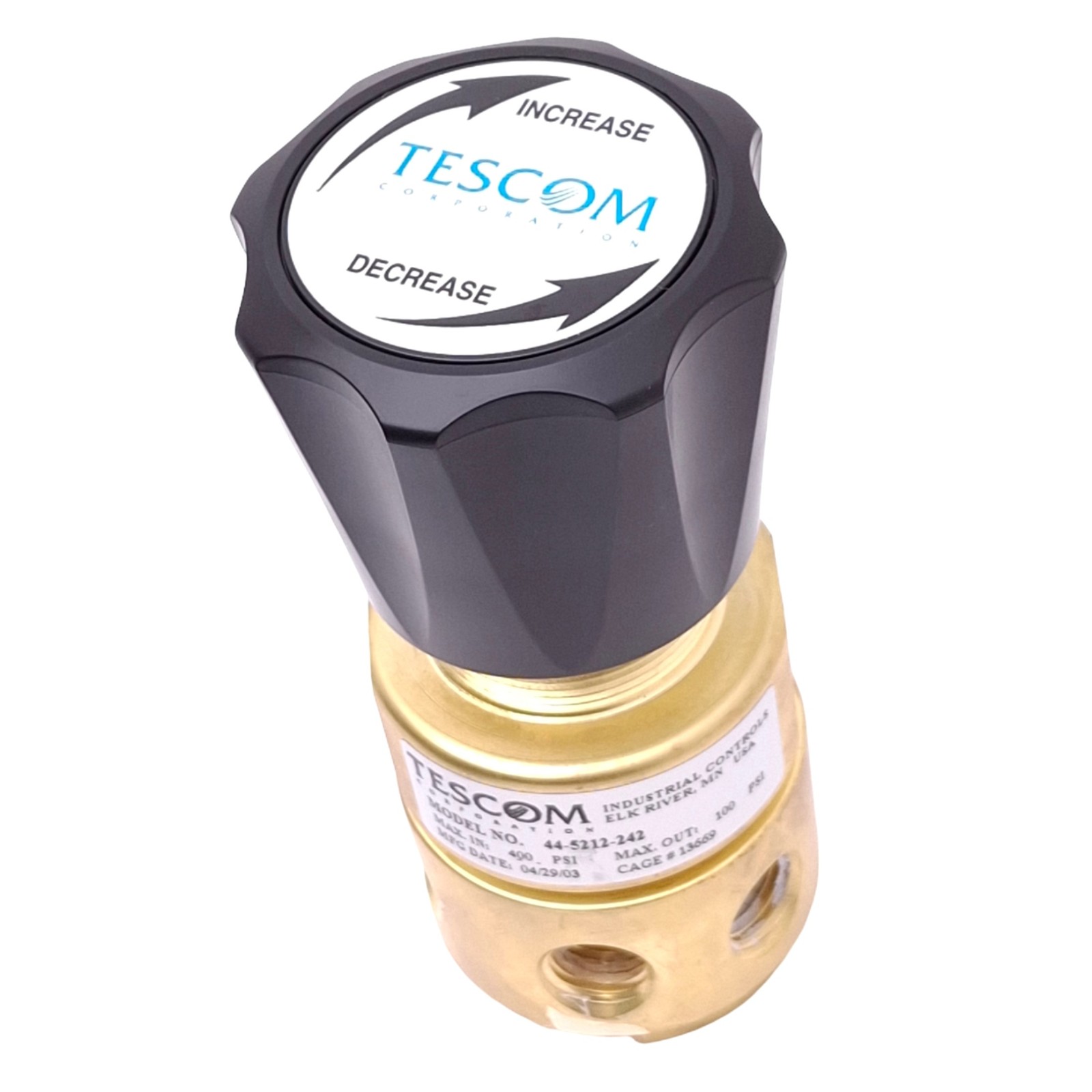 Tescom 44-5212-242 Pneumatic Pressure Regulator, 400psi In, 100psi Out, 1/4" NPT