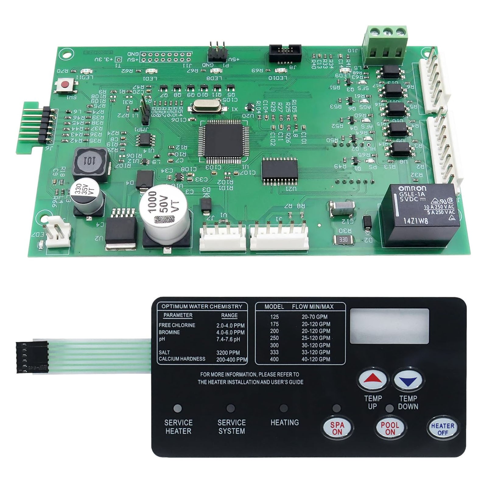 472610Z Pool Heater Control Board Kit w/ Switch Membrane Pad Fit Mastertemp 250