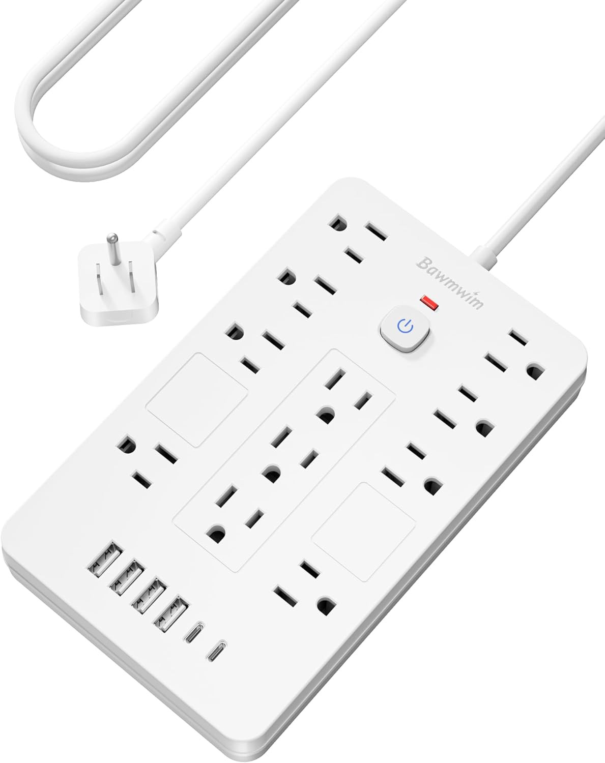 Surge Protector Power Strip - 11 Outlets(1850W/15A) with 6 USB Ports(2 USB C), 1