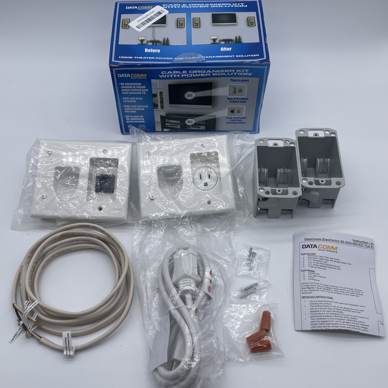 DataComm Cable Organizer Kit With Power Solution  (50-3323-WH-KIT)