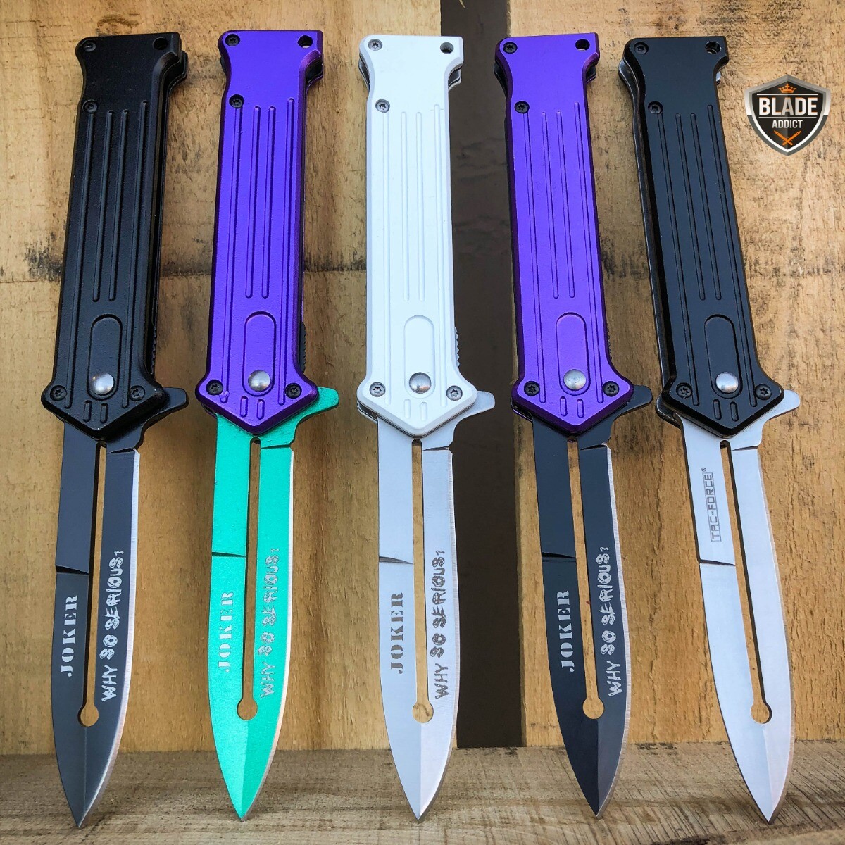 8" JOKER Spring Assisted EDC Folding Pocket Knife Blade Batman Dark Knight