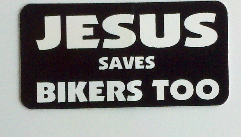 3 - Jesus Saves Bikers Too Christian Biker Hard Hat Tool Box Helmet Sticker