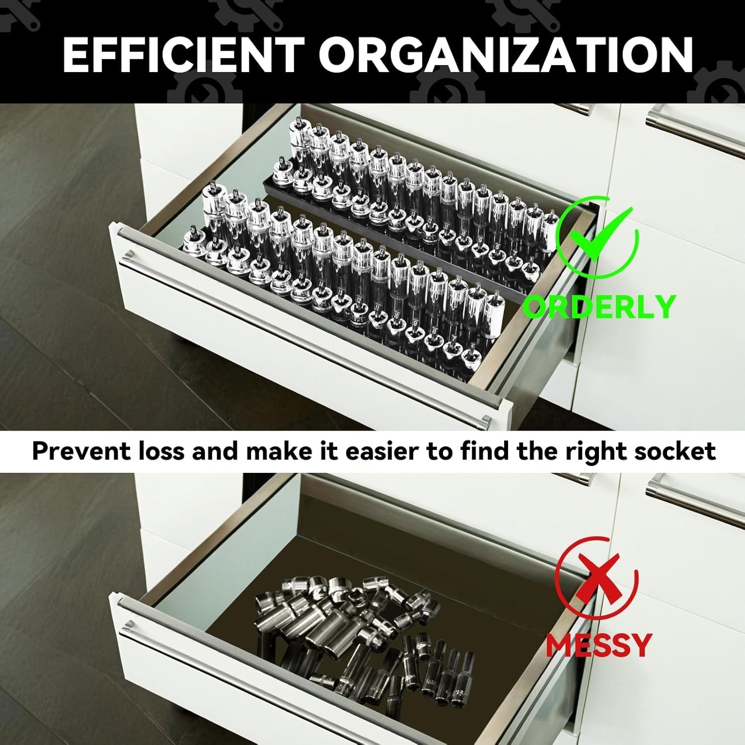 6PCS SAE & Metric Socket Organizer Tray Set - Ditch Toolbox Clutter