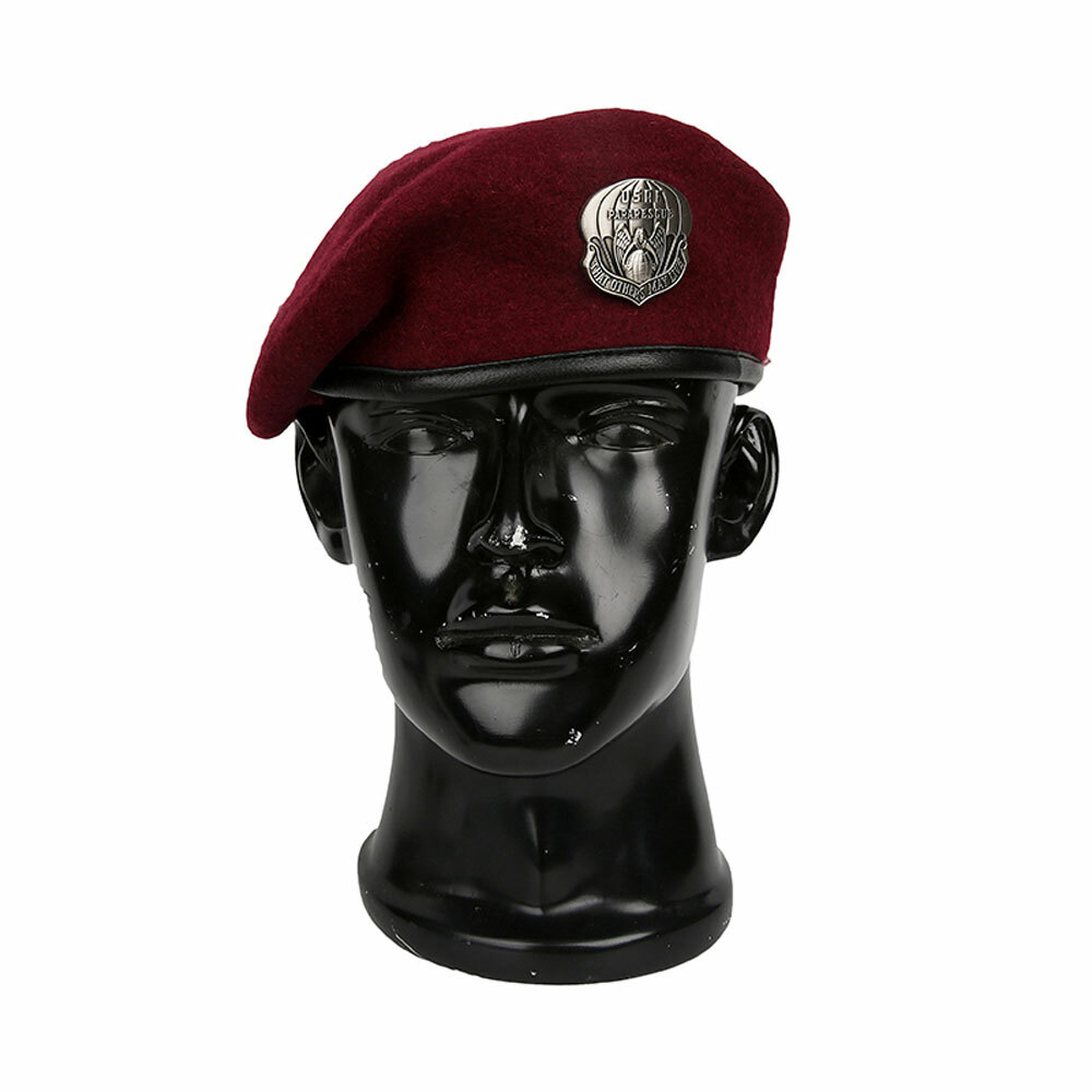 USAF Paraescue Jumper Red Beret Hat With Pararescue insignia Badge Size L 7 3/8