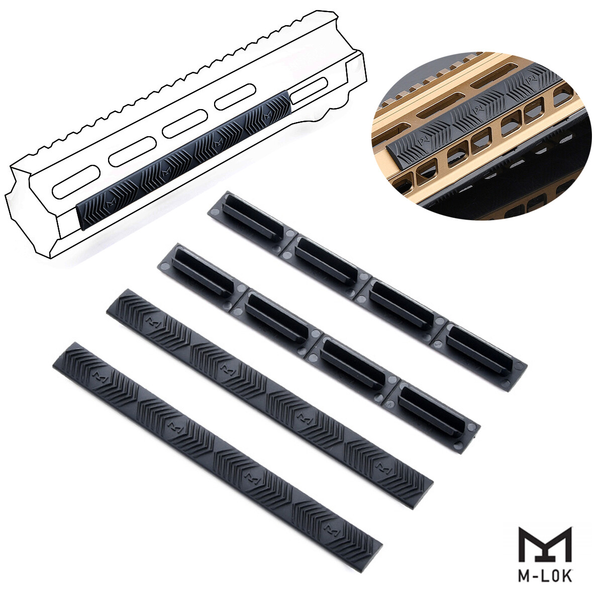 M-LOK System Rail Protector Covers Protection Covers 4pcs For Mlok Rail