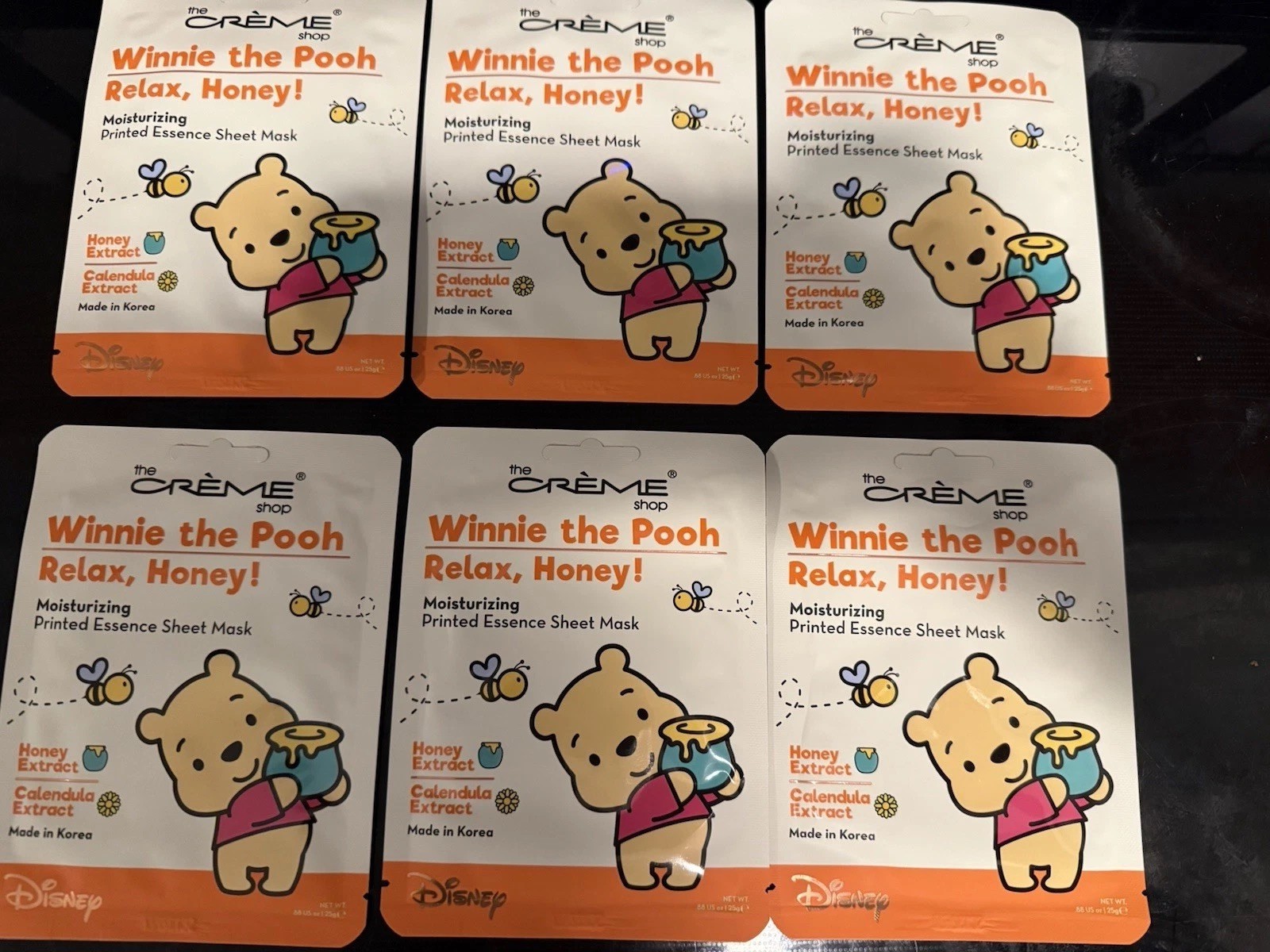 6 The Creme Shop Winnie The Pooh Relax Honey Moisturizing Sheet Face Mask SPA