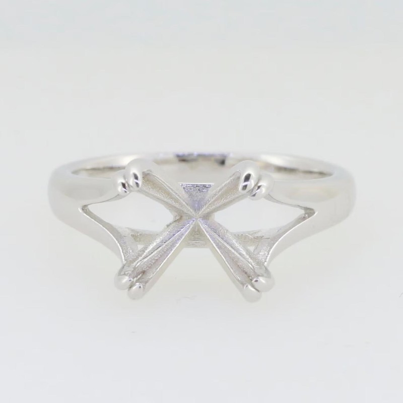 925 Sterling Silver 11mm Round Solitaire Semi Mount Ring Double Prong Band Ring