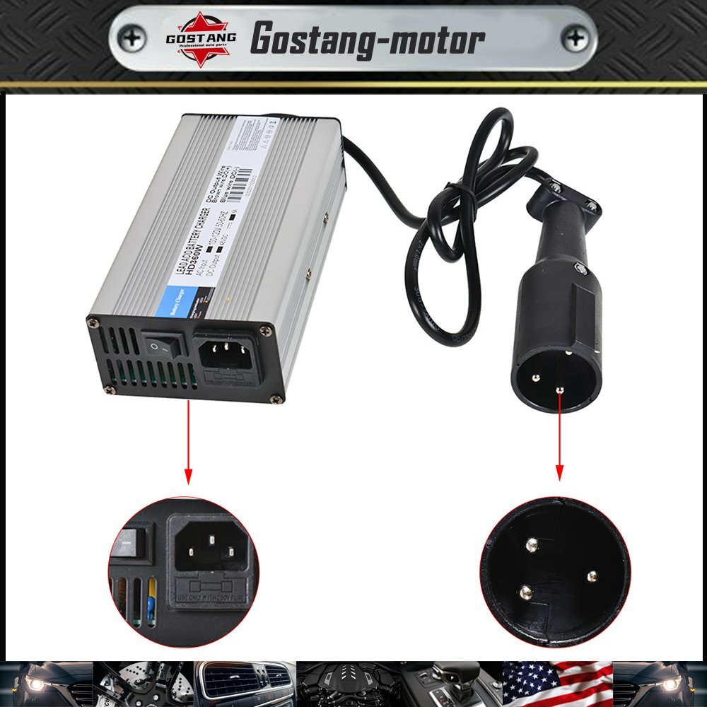 48 Volt 6Amp Golf Cart Battery Charger Snap Head 3 Pin Plug For Club Car