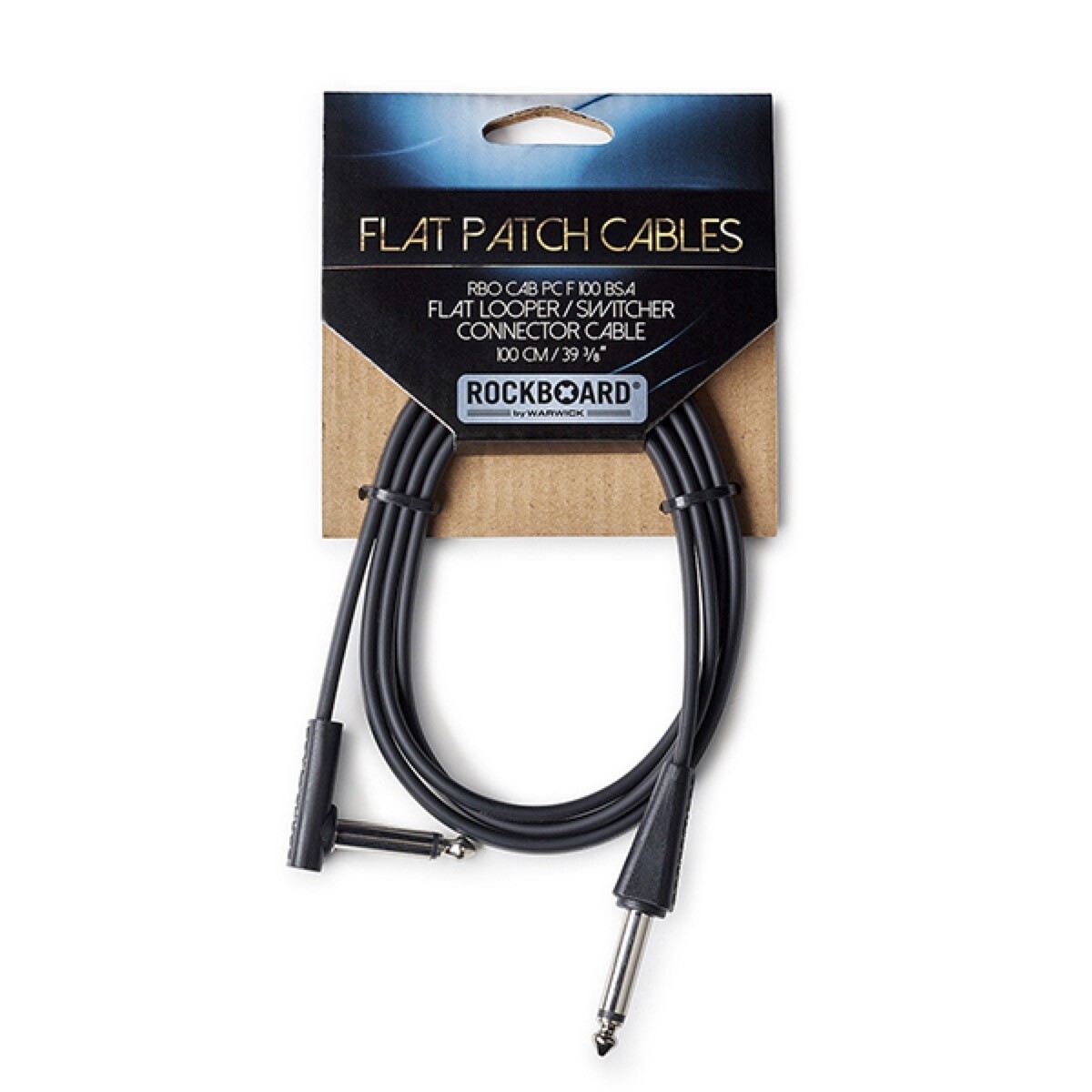 RockBoard Flat Looper / Switcher Connector Cable, 100 cm, angle-straight 1/4" TS