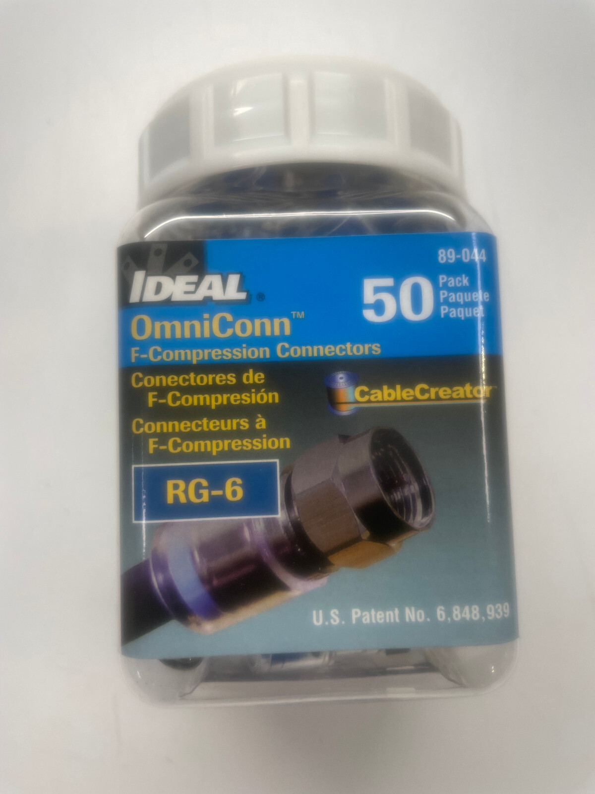 Ideal 89-044 OmniCONN RG-6 Compression F Connectors Jar of 50