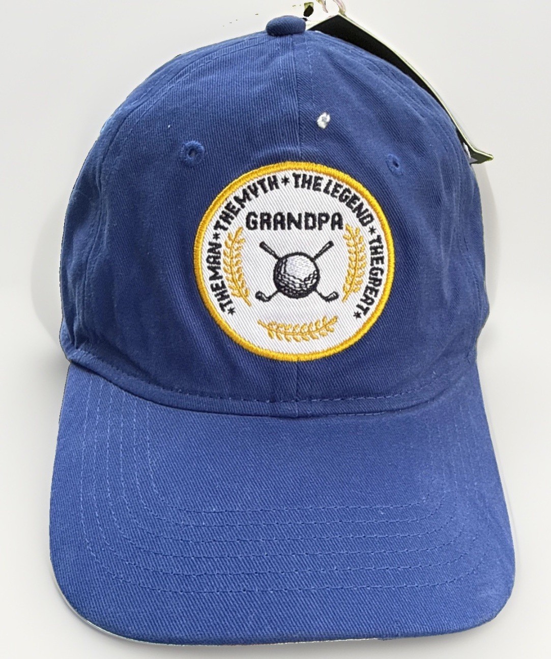 Grandpa The Man,Myth,Legend,Great Patch on Royal Blue Hat Cap Strap Buckle NWT