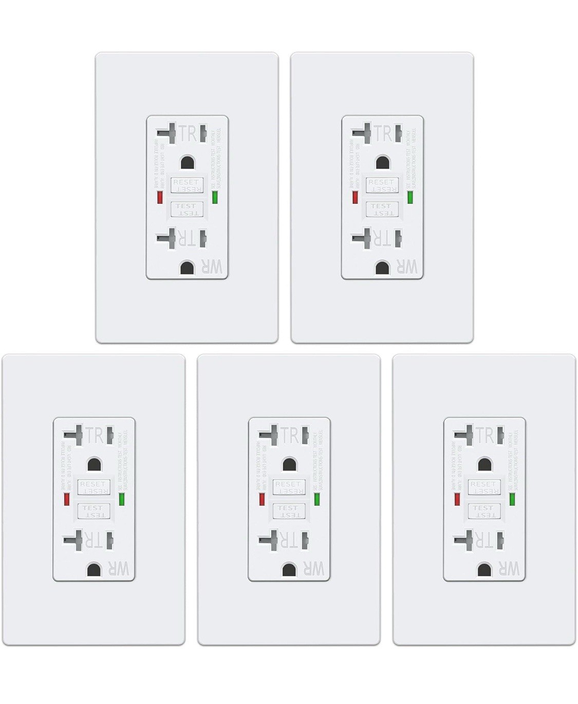 *ELECTECK 5 Pack GFCI Outlets 20 Amp Outdoor Weather Proof (WR) Screwless Cover