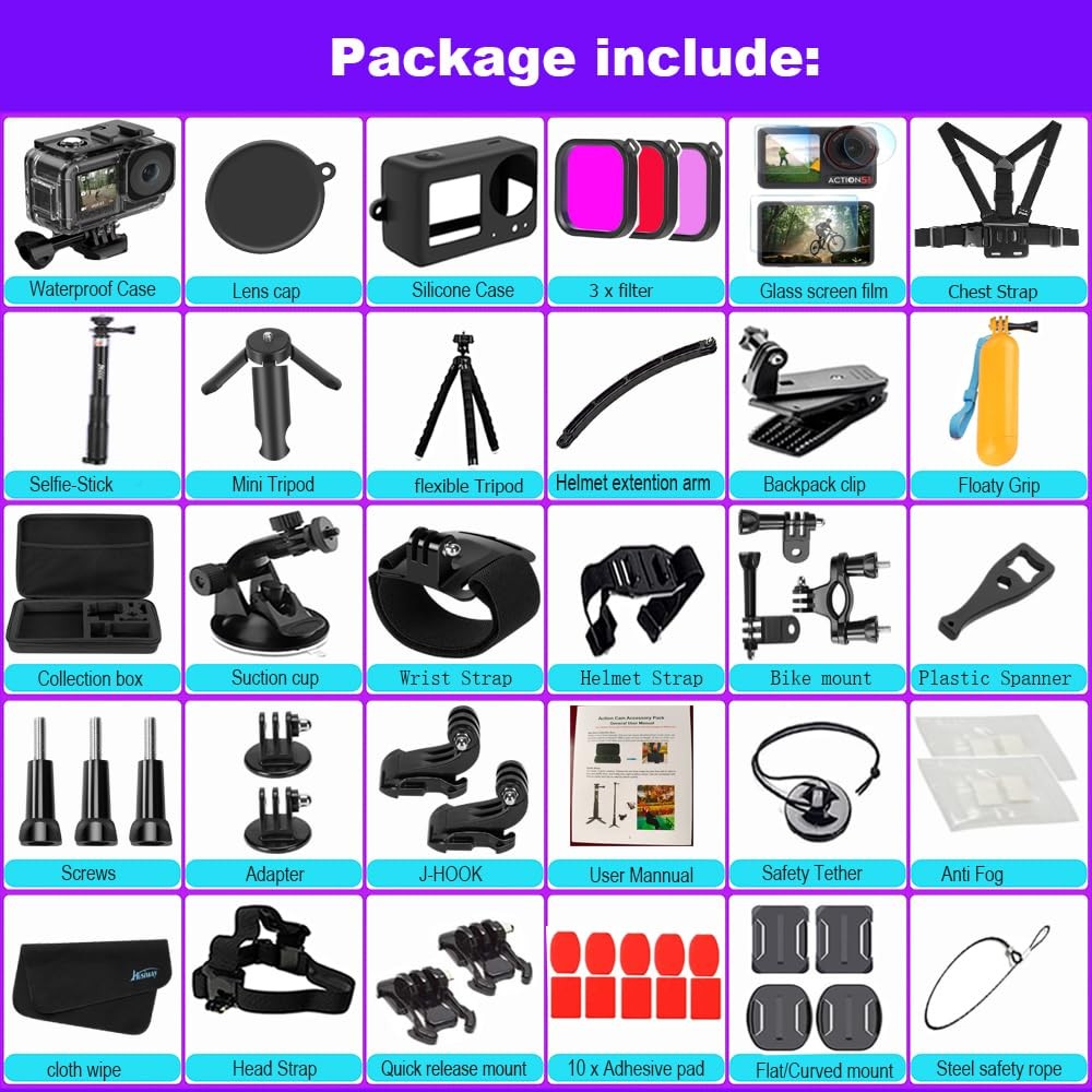 DJI Osmo Action 5/4/3 Accessories Bundle: Waterproof Case, Silicone, Screen