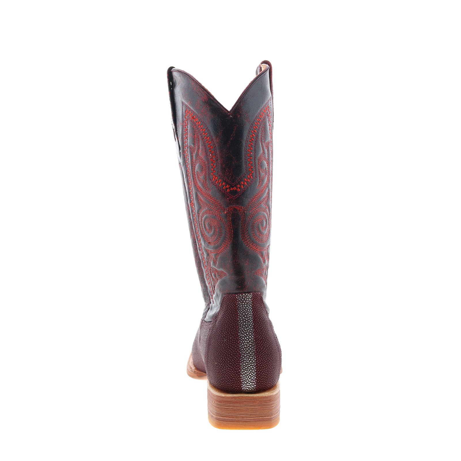 Los Altos Polished Stingray Mens Burgundy Wide Cowboy Western Boots 12