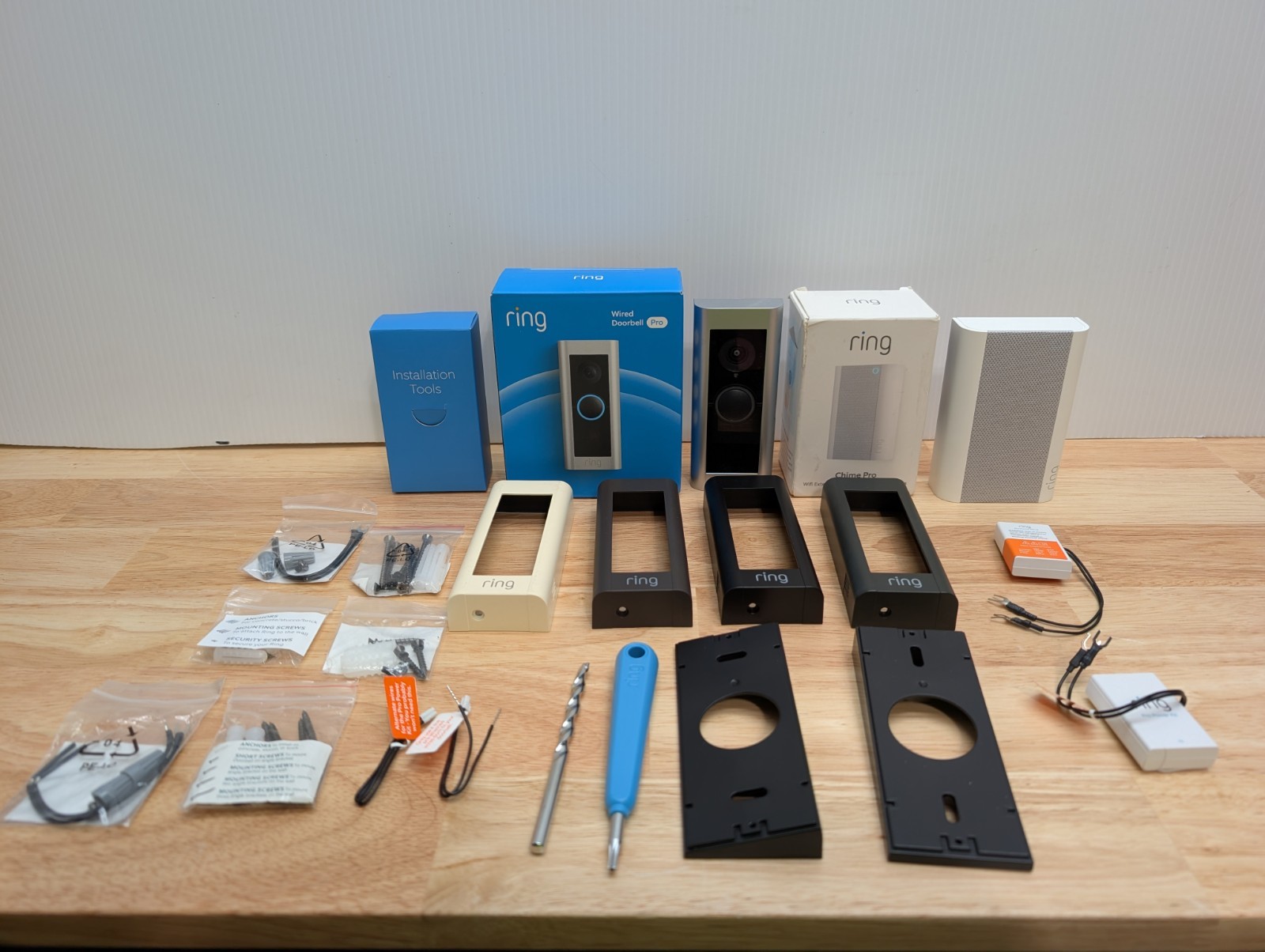 Ring Video Doorbell Pro Hardwired & Chime 4 Color Face Plates & Angle Mounts