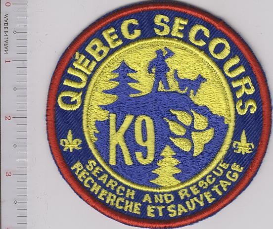 K-9 Canine Search & Rescue Canada, Quebec Secours Recherche et Sauve NO TARIFF