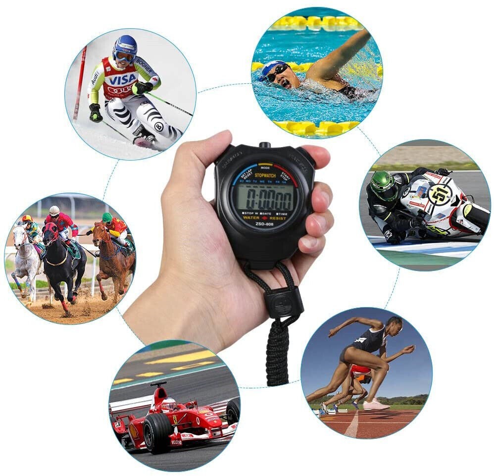 Multi-Function Electronic Digital Sport Stopwatch Timer, Large Display & Date US