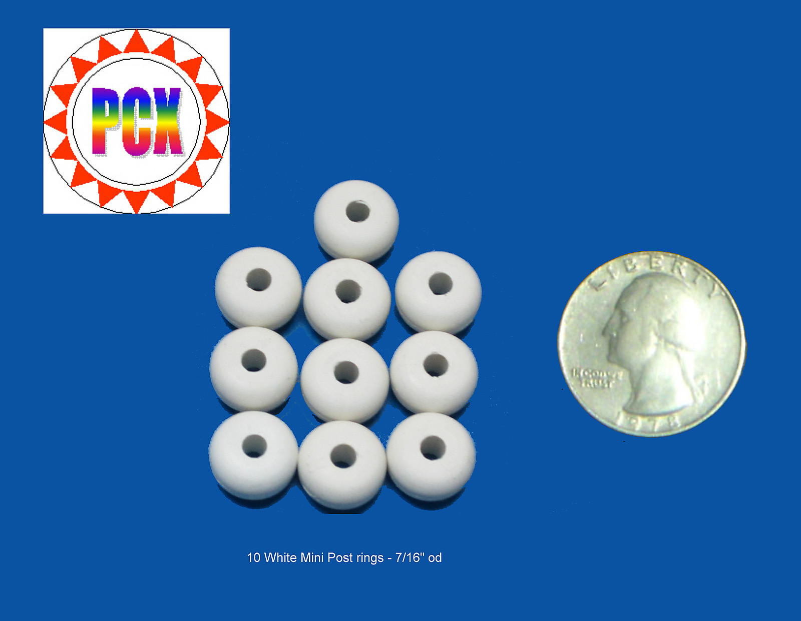 7/16"od White Rubber Mini Post Ring (lot of 10) - Williams, Bally, Gottlieb