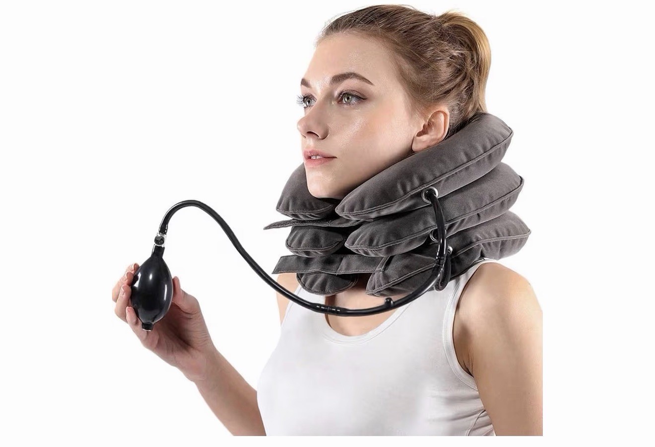Inflatable Cervical Neck Traction Collar Pain Relief Adjustable Spine Support