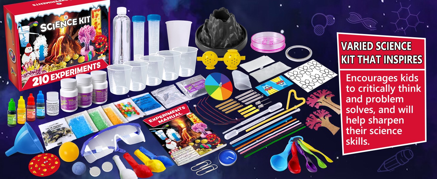 Kids 210 Lab Experiments Kit - Scientist Lab Coat Costume Dress Up Role Play