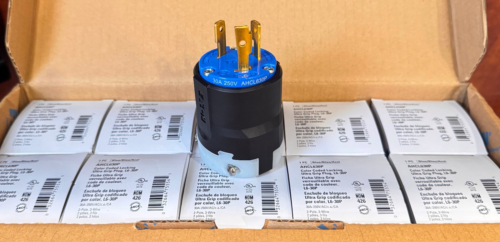 10pk - Eaton AHCL630P 30A 250V Blue Twist Lock Plug L6-30P Ultra Grip Industrial