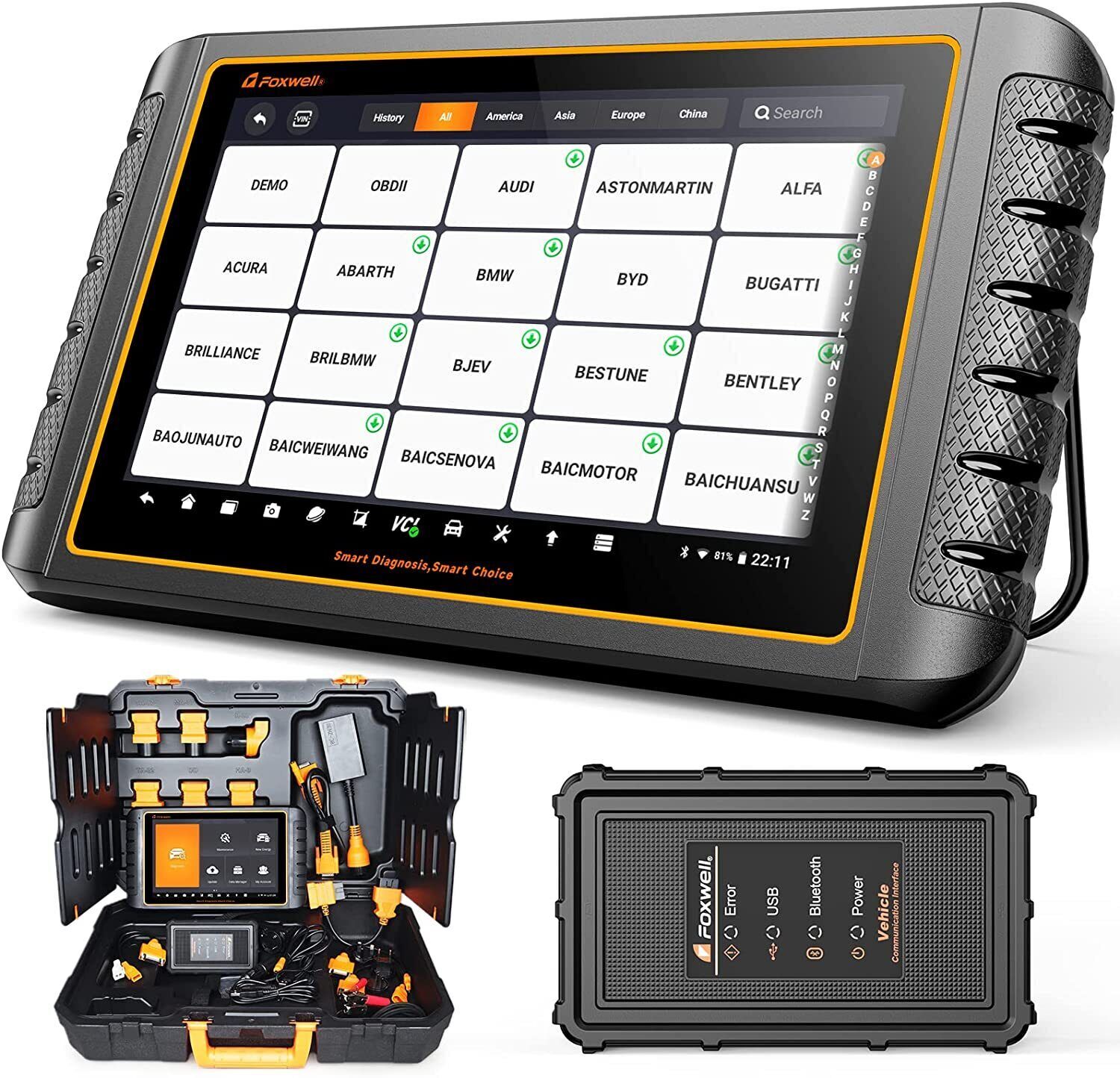 FOXWELL GT75 Bidirectional Car Diagnostic Tool OBD2 Scanner K-ey Coding TPMS
