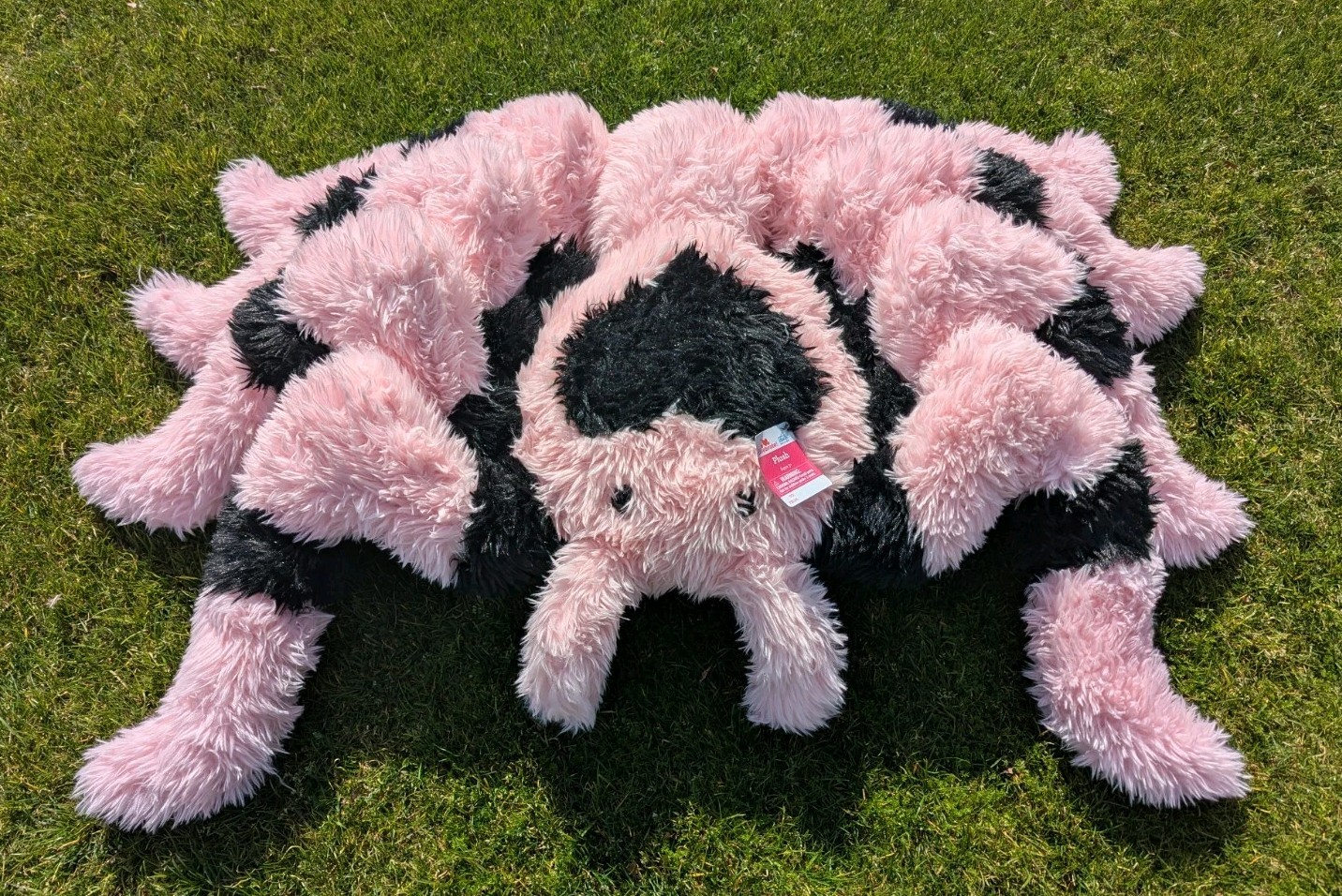 Jumbo Spider Plushie Pink & Black 45" Viral by Way To Celebrate VIRAL