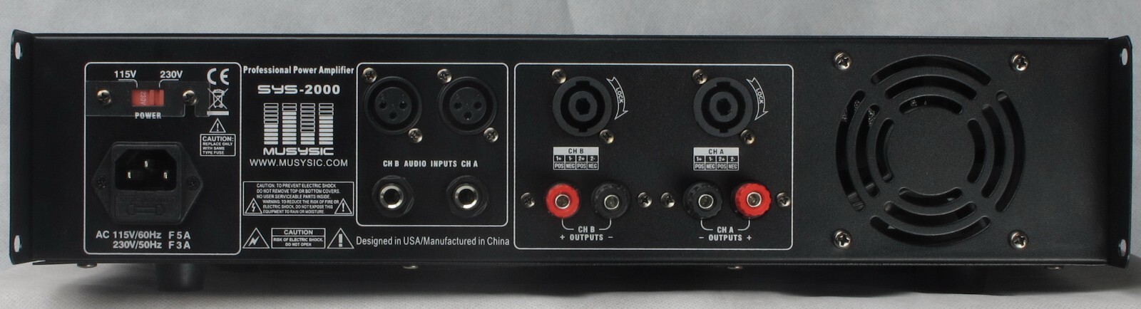 MUSYSIC 2-Channel 2000 Watts Professional DJ PA Power Amplifier SYS-2000