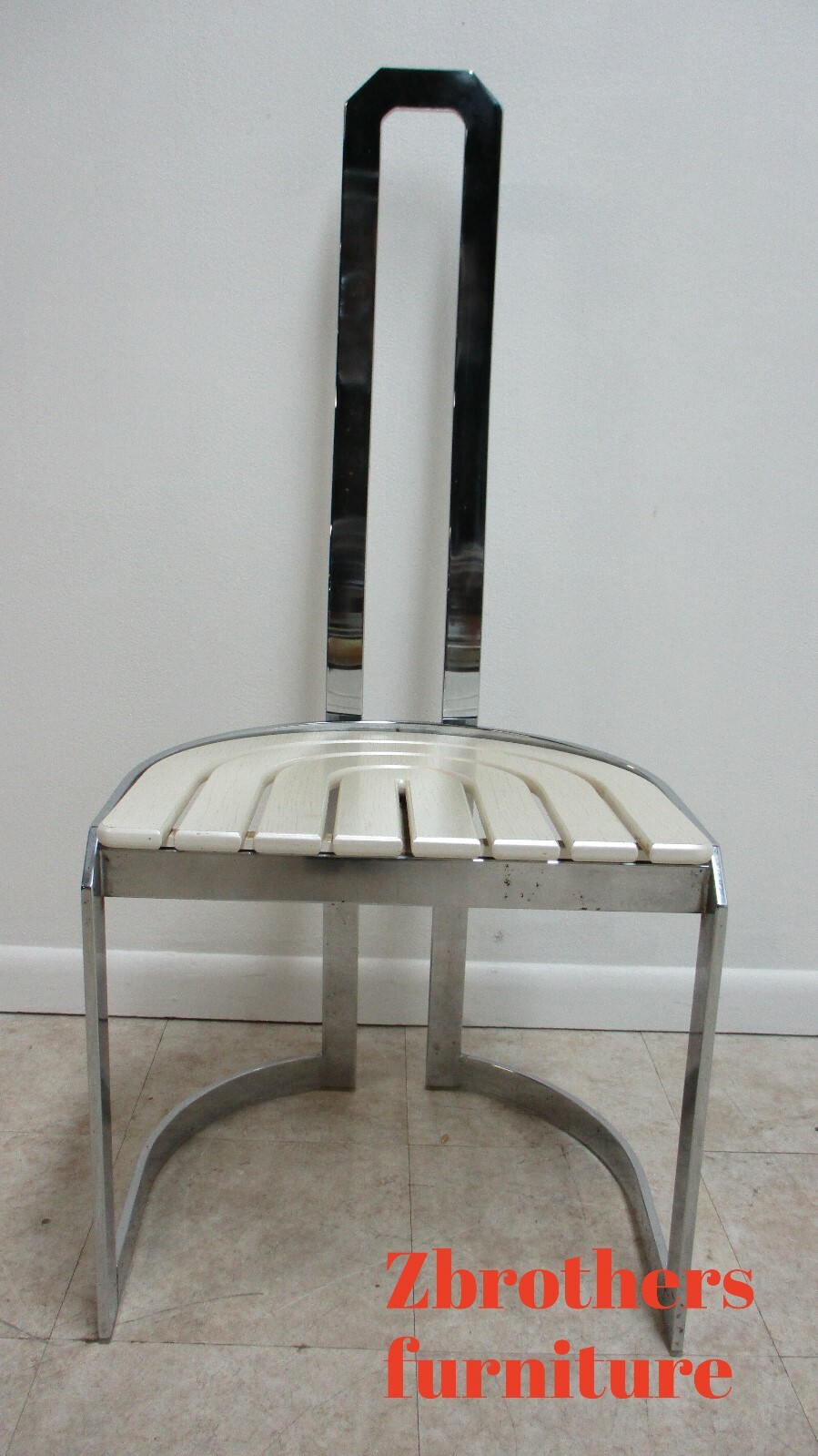 Vintage Design Institute Chrome High Back Dining Room Side Chair Mid Century B