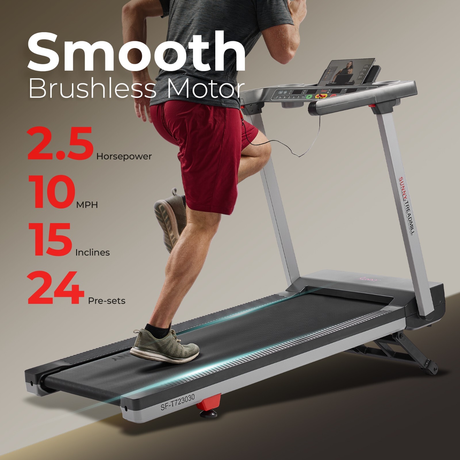 Fully Assembled Smart Treadmill One Click Quick Button Auto Incline Cushion Deck